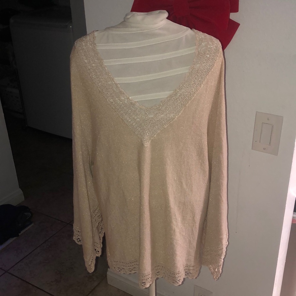 Plus Size Sparkly Metallic Lightweight Sweater - image 1